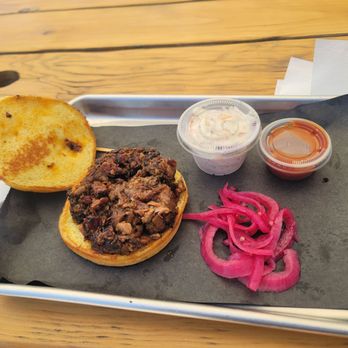 Brothers Keeper BBQ - Chopped Brisket Sandwich with coleslaw - Barbeque Near Me - Long Beach, California Brothers Keeper BBQ - Chopped Brisket Sandwich with coleslaw - Barbeque Near Me - Long Beach, California