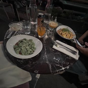 Poggio Trattoria - Spinach gnudi, shrimp tagliatelle, orange dream soda, lychee-tini, passione cocktail - Italian Near Me - Sausalito, California