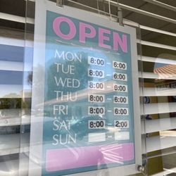 Hours of operation. Closed on Sundays.