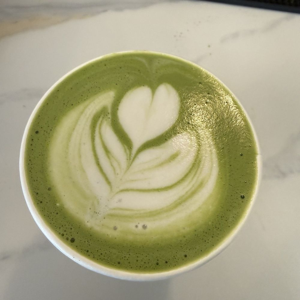 Hot matcha latte with soy milk - 10/10!