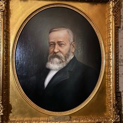 Benjamin Harrison Presidential Site - Per guide: "The last bearded president."