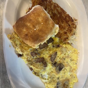 Breakfastime - Southwest omelet. The biscuit was excellent, buttery. - Breakfast & Brunch Near Me - Winston-Salem, North Carolina