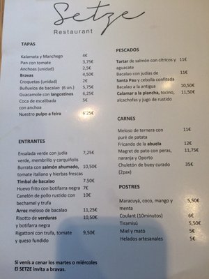 Menu photo 2 Setze Barcelona, B