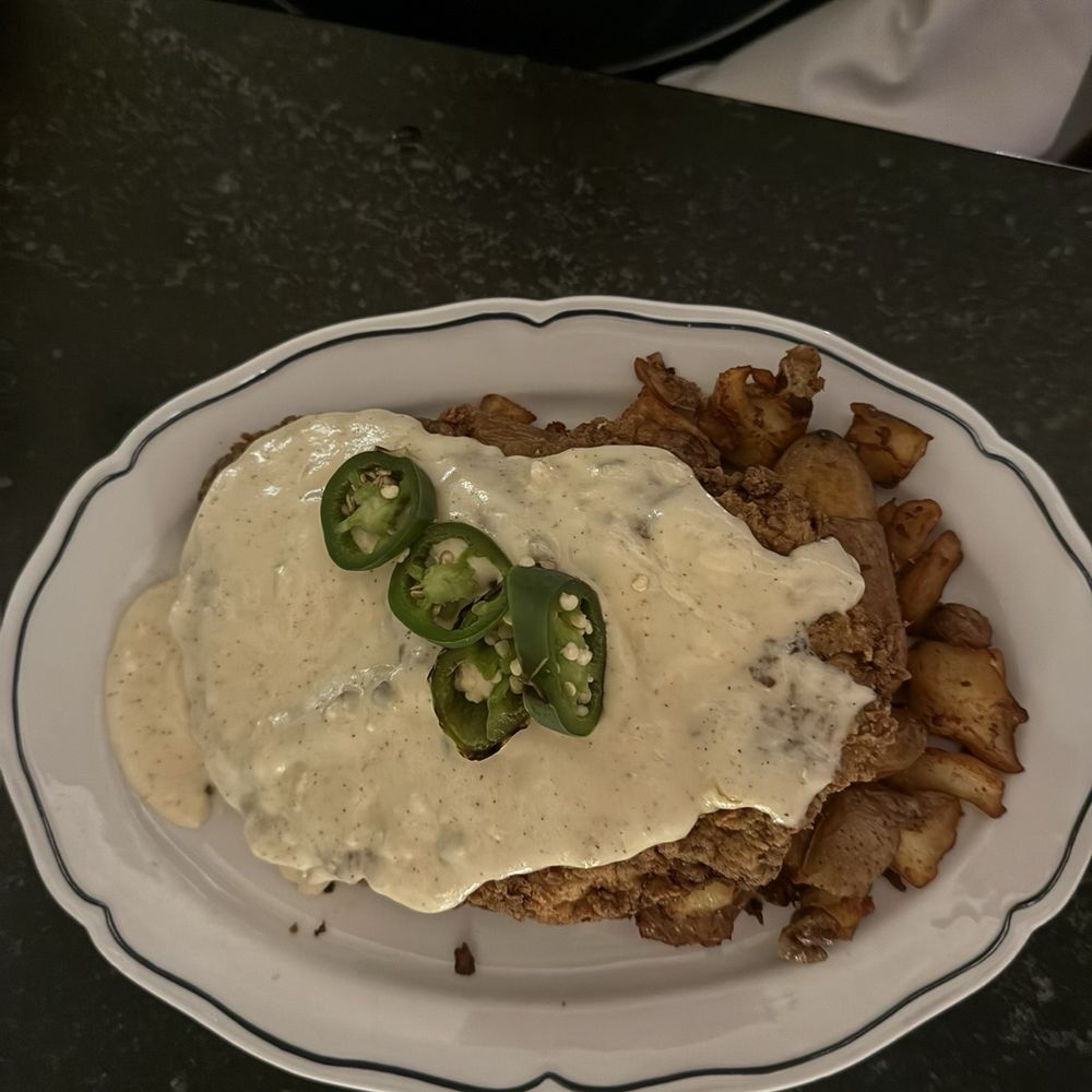 Marfa Texas Kitchen - Jalapeño chicken fried steak - New American Near Me - College Station, Texas Marfa Texas Kitchen - Jalapeño chicken fried steak - New American Near Me - College Station, Texas