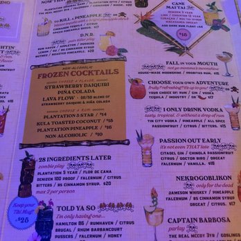 Cane Tiki Room - Menu - Tiki Bars Near Me - Paso Robles, California