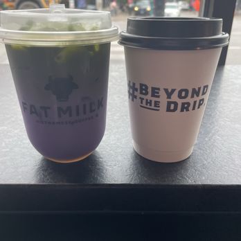 Fat Miilk - Ube matcha 16 oz iced and White coffee 12oz hot - Coffee & Tea Near Me - Chicago, Illinois Fat Miilk - Ube matcha 16 oz iced and White coffee 12oz hot - Coffee & Tea Near Me - Chicago, Illinois