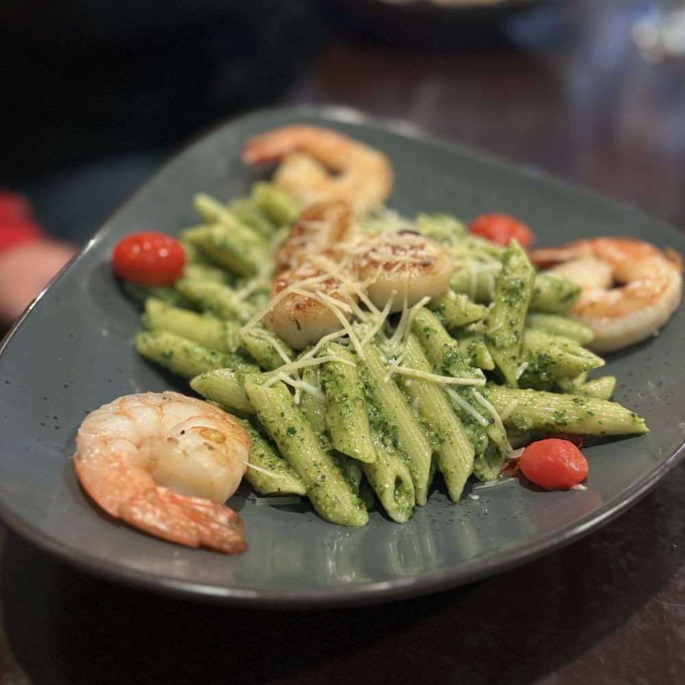 Oak and Main - Shrimp and scallop pesto and pasta. - American Near Me - Roanoke, Texas
