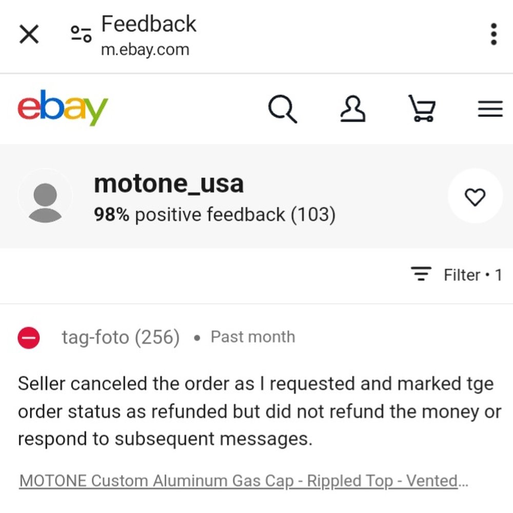 Motone Usa - Negative feedback left for unresponsive seller. - Motorcycle Parts & Supplies Near Me - Roanoke, Texas Motone Usa - Negative feedback left for unresponsive seller. - Motorcycle Parts & Supplies Near Me - Roanoke, Texas