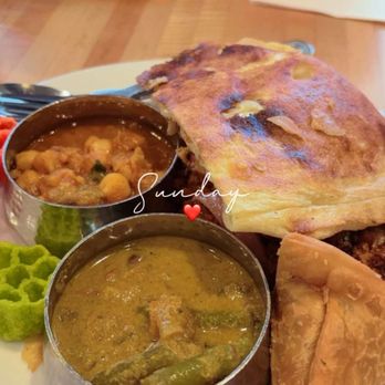 Madras Mantra - Veg Samosa (3pc) (VGN) Chole (VGN) Plain Naan Mixed Vegetable Khorma (GF) Poori (2 pcs) Side of Papadam - Indian Near Me - Decatur, Georgia Madras Mantra - Veg Samosa (3pc) (VGN) Chole (VGN) Plain Naan Mixed Vegetable Khorma (GF) Poori (2 pcs) Side of Papadam - Indian Near Me - Decatur, Georgia