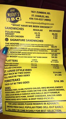 Menu photo 3 Big Woody's BBQ St Charles, MO