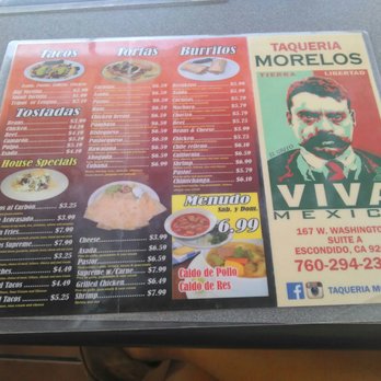 Taqueria Morelos - Menu - Mexican Near Me - Escondido, California