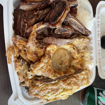 Grind Wit Tryz - Two item combo my husband and I shared. Kalbi and meat jun. We both ate and still had leftovers. - Filipino Near Me - Portland, Oregon Grind Wit Tryz - Two item combo my husband and I shared. Kalbi and meat jun. We both ate and still had leftovers. - Filipino Near Me - Portland, Oregon