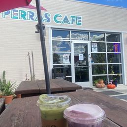 A tarp cold brew with vanilla cold foam and a matcha latte A tarp cold brew with vanilla cold foam and a matcha latte