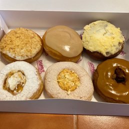 Lemon Up, Maple Cream, Pumpkin Cheesecake, Peaches-n-cream, Pumpkin pie, and Carmel Apple donuts (from top left to bottom right) Lemon Up, Maple Cream, Pumpkin Cheesecake, Peaches-n-cream, Pumpkin pie, and Carmel Apple donuts (from top left to bottom right)
