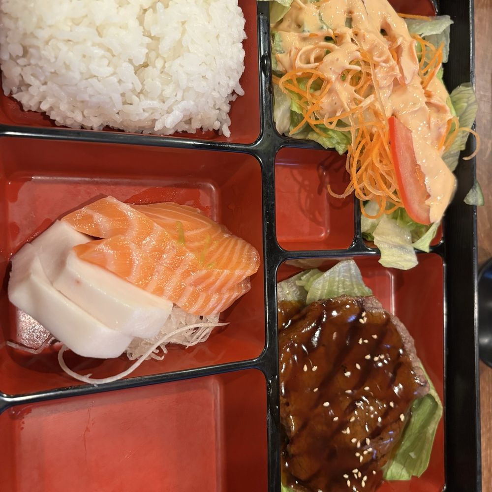 beef teriyaki and sashimi beef teriyaki and sashimi