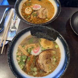 Char Siu Ramen (front), Spicy Miso Ramen (back) Char Siu Ramen (front), Spicy Miso Ramen (back)