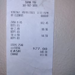 Brown's Market - Receipt from Bowns - rip off