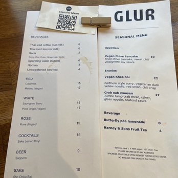 Glur - menu(more on QR code) - Thai Near Me - New York, New York