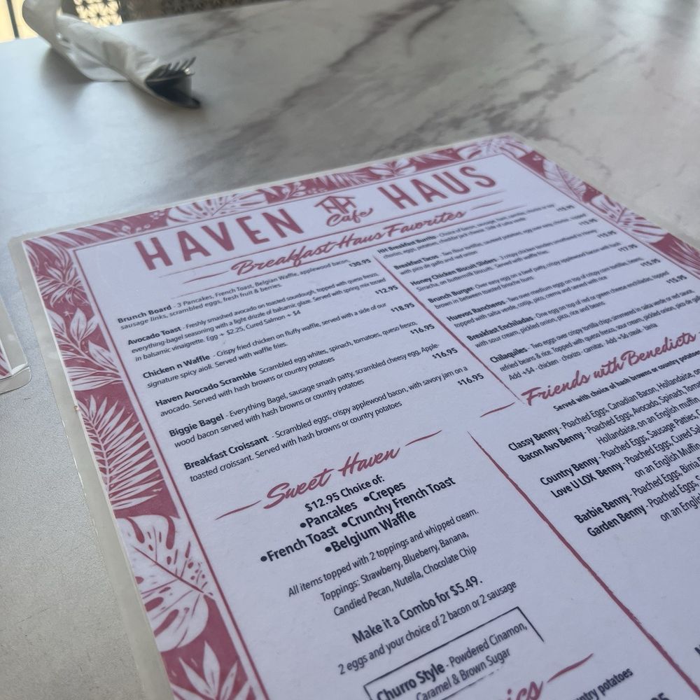Haven Haus Cafe - Menu - Breakfast & Brunch Near Me - Temecula, California