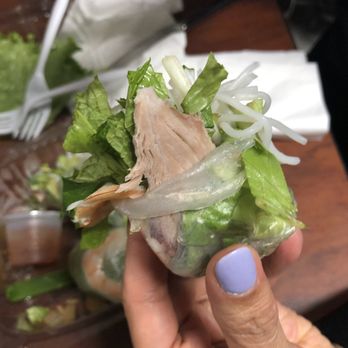 Saigon Cafe - This should be a shrimp spring roll and they added pork and my friend is Muslim. - Vietnamese Near Me - Jersey City, New Jersey