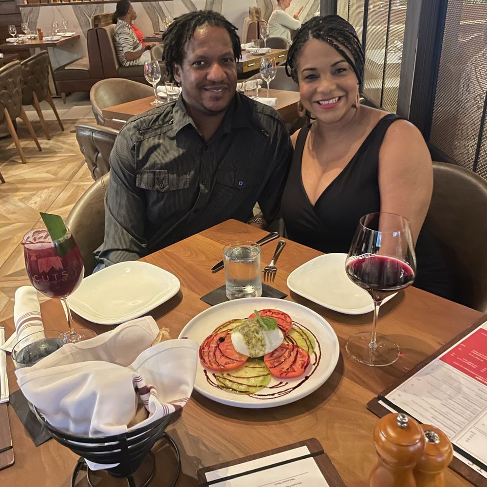 Cuts Steakhouse - Me and my wife sharing a caprese salad - Steakhouses Near Me - Suwanee, Georgia Cuts Steakhouse - Me and my wife sharing a caprese salad - Steakhouses Near Me - Suwanee, Georgia