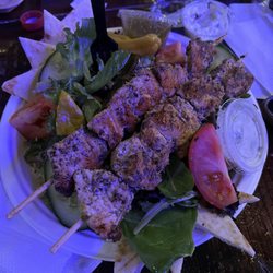 Opa Raleigh - Greek Farmer Salad with Chicken skewers