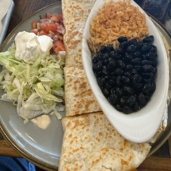 Bubba Garcia's - Quesadilla black beans rice and street corn.  I asked that both be served at the same tine. - Tex-Mex Near Me - Brunswick, Georgia
