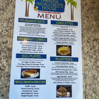 Paradise Pancake and Omelet House - Menu - Breakfast & Brunch Near Me - Myrtle Beach, South Carolina Paradise Pancake and Omelet House - Menu - Breakfast & Brunch Near Me - Myrtle Beach, South Carolina