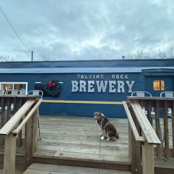 Talking Rock Brewery - My dog in front of the brewery - Breweries Near Me - Talking Rock, Georgia