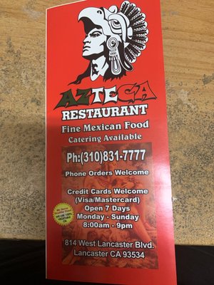 Menu photo 6 Azteca Restaurant Lancaster, CA