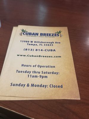 Menu photo 1 Cuban Breezes Tampa, FL Menu photo 1 Cuban Breezes Tampa, FL