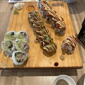 Hasuno - Rockstar roll is on the right. - Sushi Bars Near Me - Indianapolis, Indiana Hasuno - Rockstar roll is on the right. - Sushi Bars Near Me - Indianapolis, Indiana