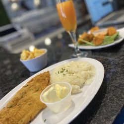 Indulgence Southern Bistro - Catfish and Potatoes w/ side of Salmon Bites
