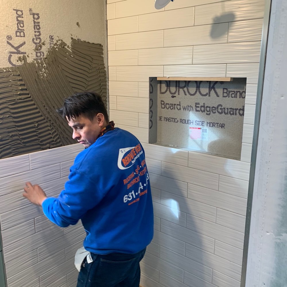 Floor & Decor - One of our master tile installers installing products purchased from floor and decor - Home Decor Near Me - Commack, New York