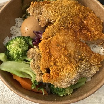 Ooodles Noodle House - Fried Salt & Pepper Pork Chop over rice - Chinese Near Me - Bayside, New York