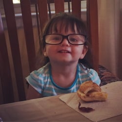 Vasi & Varotta Deli - Daughter enjoying her first bacon egg and cheese from V & V