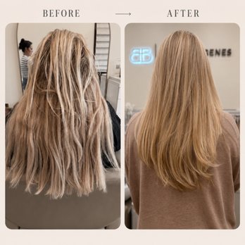 Hair by Ashley Rose - Before and after. The before, is not my work. Color correction, and 6 bundles of individual keratip extentions. - Hair Stylists Near Me - Pasadena, California Hair by Ashley Rose - Before and after. The before, is not my work. Color correction, and 6 bundles of individual keratip extentions. - Hair Stylists Near Me - Pasadena, California