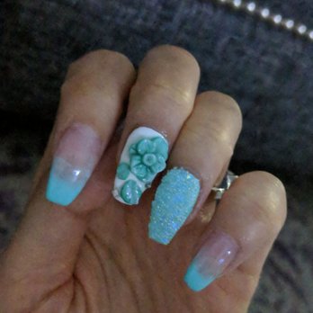 ProfessioNail - Dipping powder with tips (ombre with 3D designs) - Nail Salons Near Me - Stanton, California