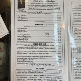 Clyde Cooper's Barbecue - Menu - Barbeque Near Me - Raleigh, North Carolina