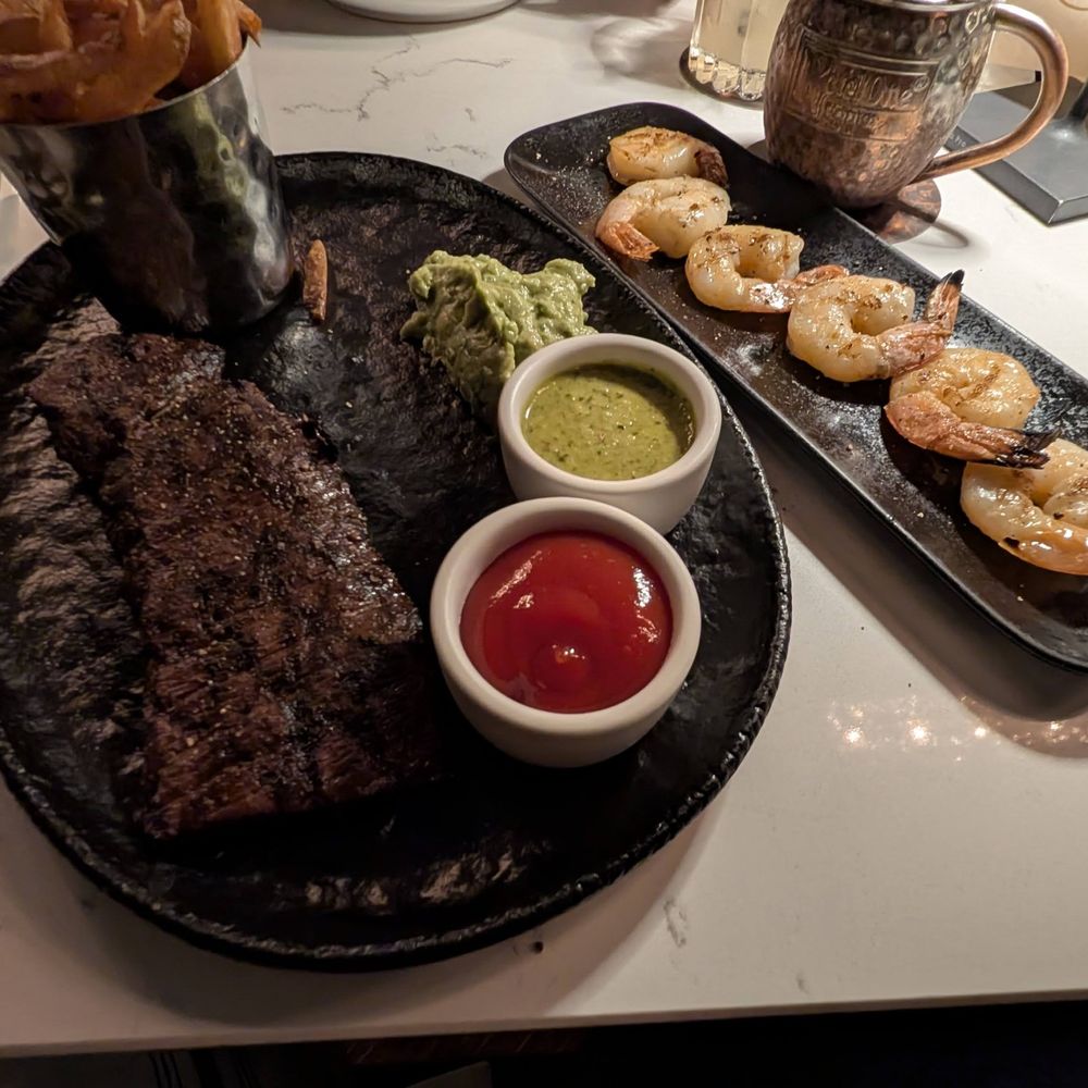 618 - Skirt Steak with hand cut Fries and Guacamole Chimichurri Sauce - New American Near Me - Freehold Borough, New Jersey