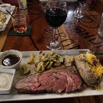 The Branding Iron - 10 oz Signature Prime Rib with the works baked potato! - Lounges Near Me - Merced, California