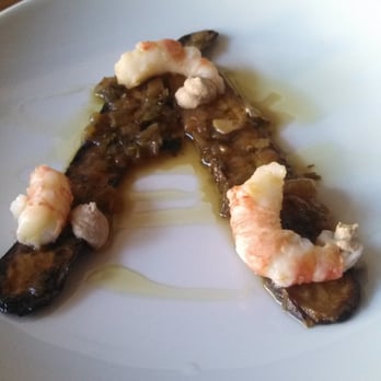 Cascina Spinasse - Zucchini in carpione w salt grilled spot prawn and braised pine nut sauce - Italian Near Me - Seattle, Washington Cascina Spinasse - Zucchini in carpione w salt grilled spot prawn and braised pine nut sauce - Italian Near Me - Seattle, Washington