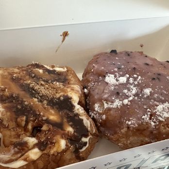 Parlor Doughnuts - L - truffle Turtle Cheesecake & R - Blueberry Hill - Coffee & Tea Near Me - Panama City Beach, Florida Parlor Doughnuts - L - truffle Turtle Cheesecake & R - Blueberry Hill - Coffee & Tea Near Me - Panama City Beach, Florida