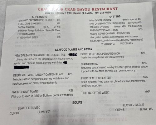 Menu photo 1 Crawfish & Crab Bayou Ellenton, FL