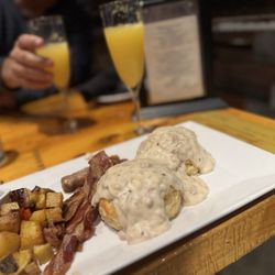 The Cave - The biscuits and gravy and potatoes were perfect just enough gravy and just enough seasoning on the potatoes