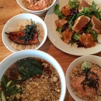 Fukada - Top left is a side of fresh eel and rice,seared albacore/salmon salad, spicy tuna-don with rice, hot soba with crunchy tempura. - Japanese Near Me - Irvine, California Fukada - Top left is a side of fresh eel and rice,seared albacore/salmon salad, spicy tuna-don with rice, hot soba with crunchy tempura. - Japanese Near Me - Irvine, California