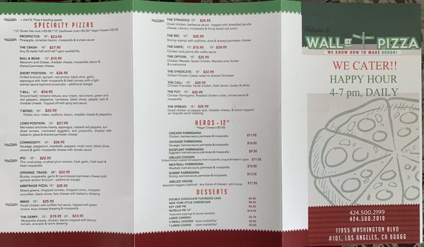 Menu photo 7 Wall ST Pizza Culver City, CA