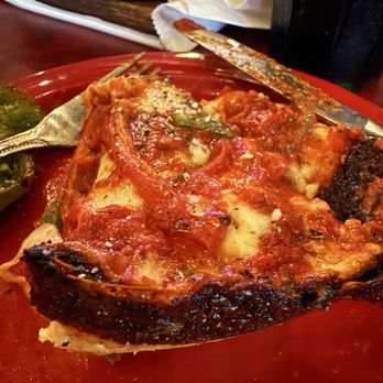 Pequod's Pizza - Bell peppers and pepperoni deep dish - Pizza Near Me - Morton Grove, Illinois Pequod's Pizza - Bell peppers and pepperoni deep dish - Pizza Near Me - Morton Grove, Illinois