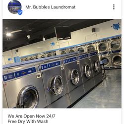 Mr Bubbles Laundromat - Open 24/7 
Free Dry With Wash