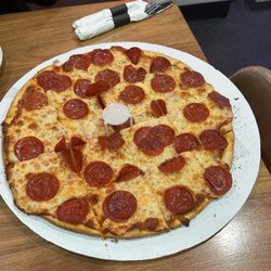Papa Saverio's Pizzeria - Pepperoni pizza, thin crust, large.
